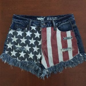 Mossimo American Flag Cutoff High Rise Shorts